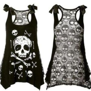 Skull Lace Back Tank